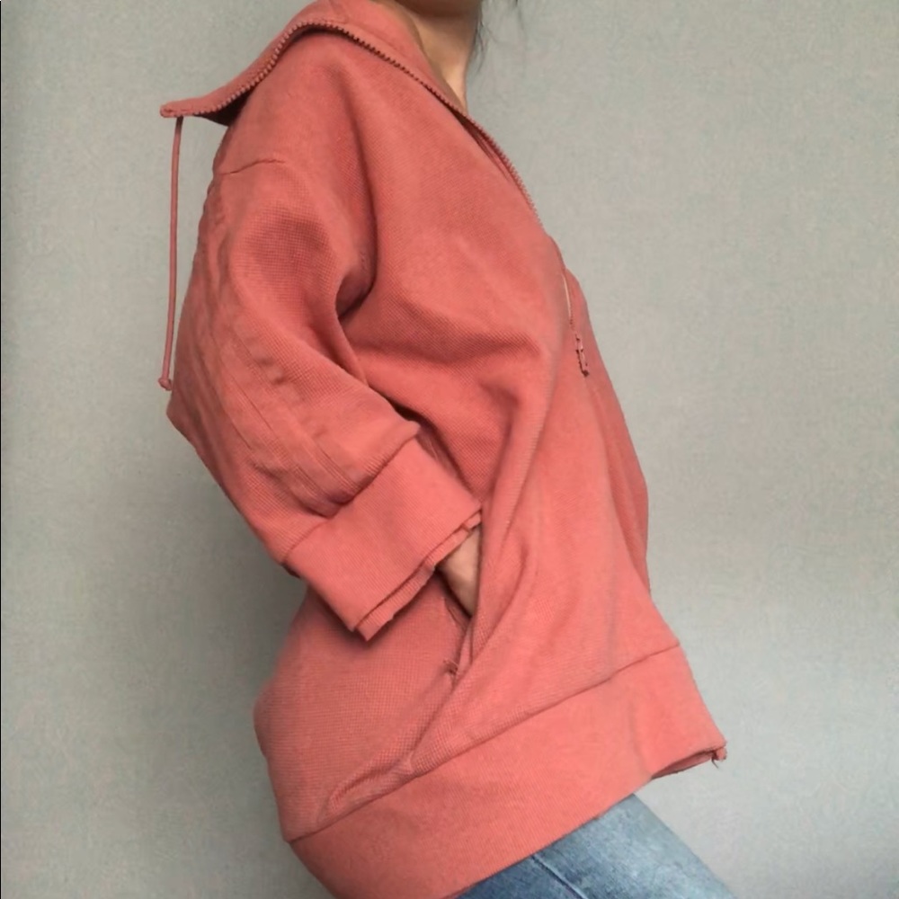 Adidas NWOT half sleeve nude pink track jacket S